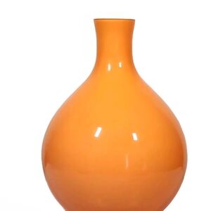 Crate & Barrel Lula Collection Vase Orange Tangerine Poland Elegant Crystal 10in